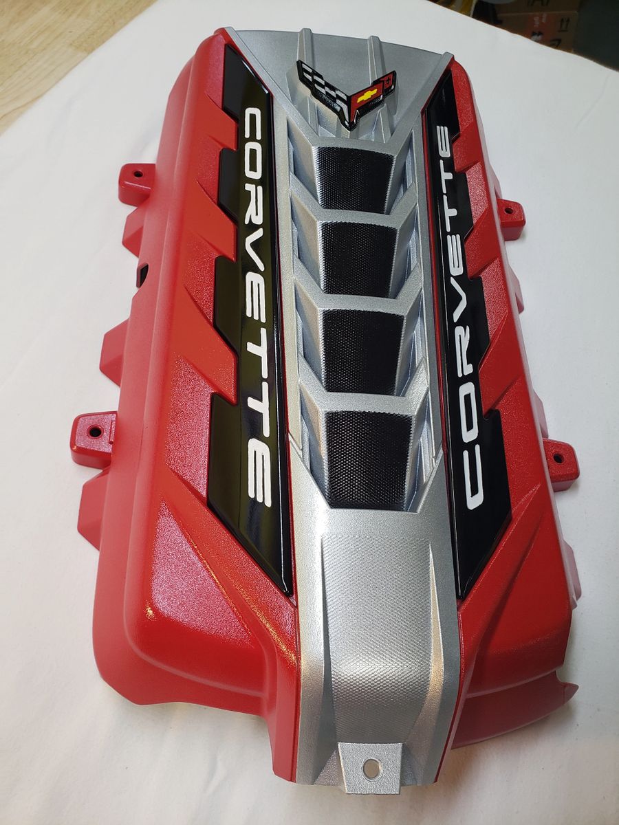 C8 CORVETTE ENGINE COVER INDUCTION SERIES TORCH RED LOWER DETAILED